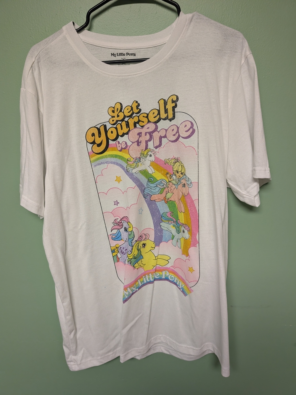 My Little Pony White Tee with Pastel Rainbow Ponies